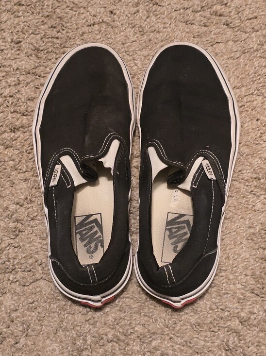 Vans Shoes - Vans Black and White Slip-On Canvas Sneakers Off The Wall